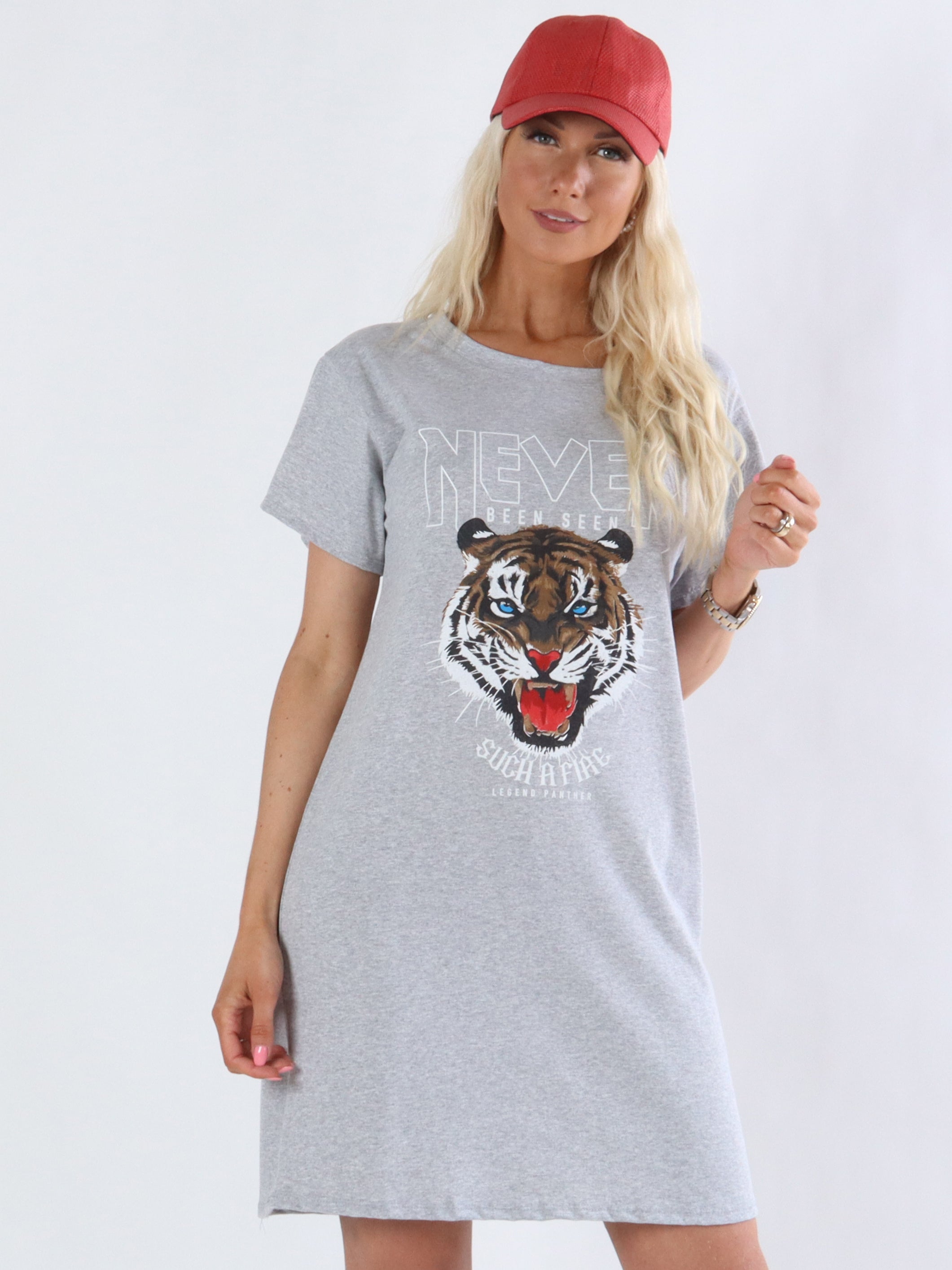 Steffy - T-shirt kjole i jersey med tigermotiv